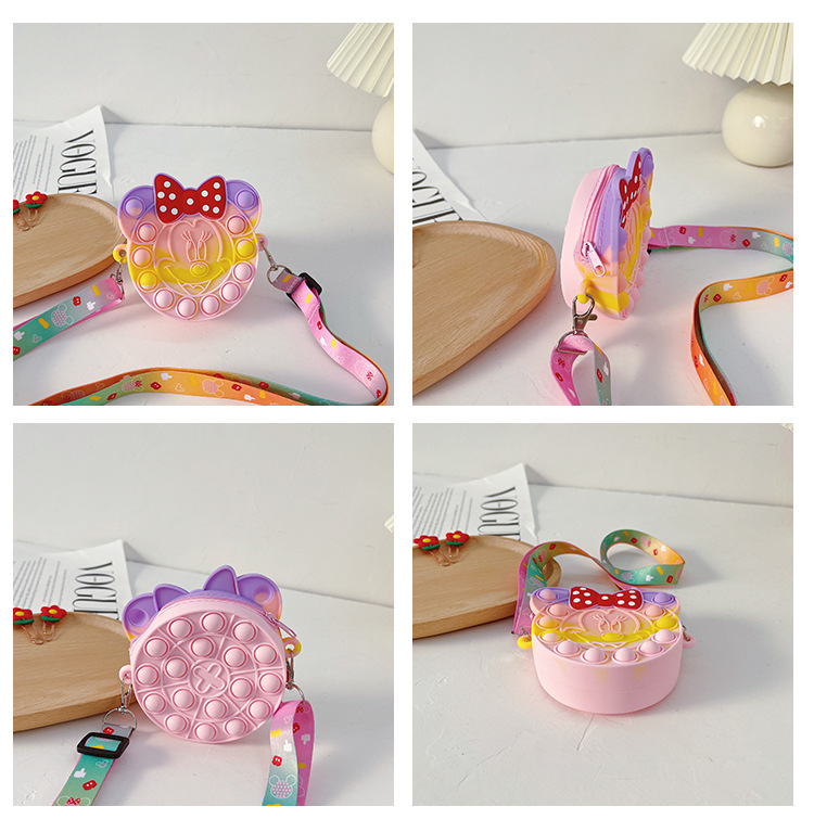 Korean Style Cute Cartoon Children's Silicone Bag Fashion Mickey Headwear Shoulder Bag Mini Baby Coin Purse Messenger Bag