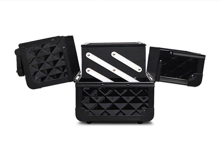 Aluminum alloy key lock makeup box double open hand tattoo manicure multilayer makeup box multi-functional storage cosmetic bag