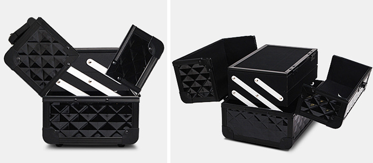 Aluminum alloy key lock makeup box double open hand tattoo manicure multilayer makeup box multi-functional storage cosmetic bag