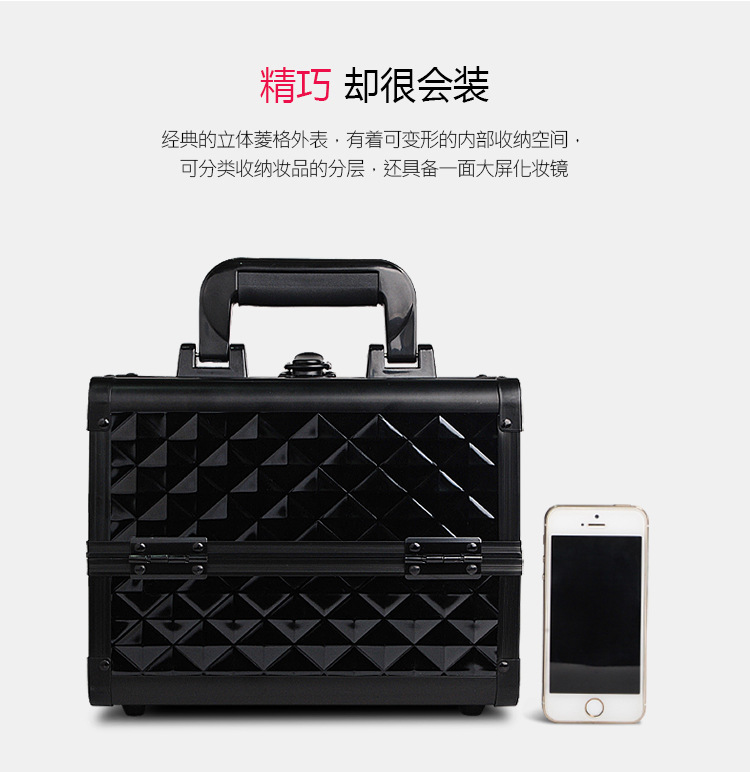 Aluminum alloy key lock makeup box double open hand tattoo manicure multilayer makeup box multi-functional storage cosmetic bag
