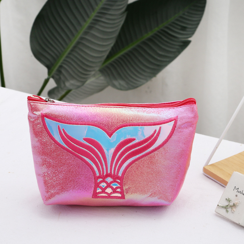 New Cartoon Cosmetic Bag Women&#039;s Pu Portable Storage Bag Ins Fishtail Travel Waterproof Cosmetic Bag Wash Bag