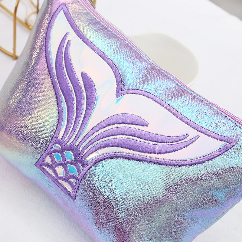 New Cartoon Cosmetic Bag Women&#039;s Pu Portable Storage Bag Ins Fishtail Travel Waterproof Cosmetic Bag Wash Bag