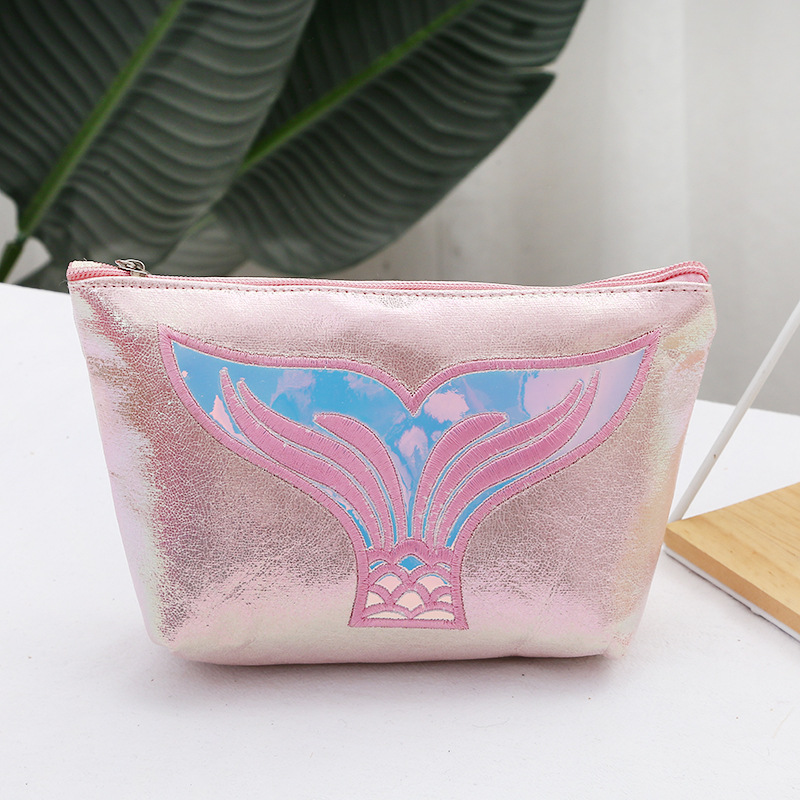 New Cartoon Cosmetic Bag Women's Pu Portable Storage Bag Ins Fishtail Travel Waterproof Cosmetic Bag Wash Bag