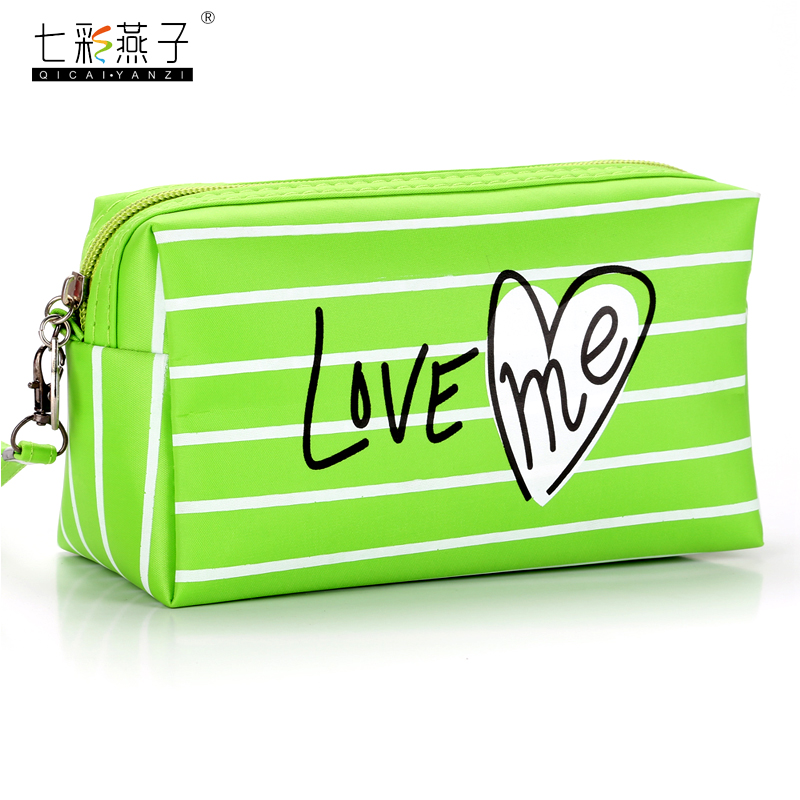High quality zipper cosmetic bag Korean stripe love Prince bags female cosmetic storage bag