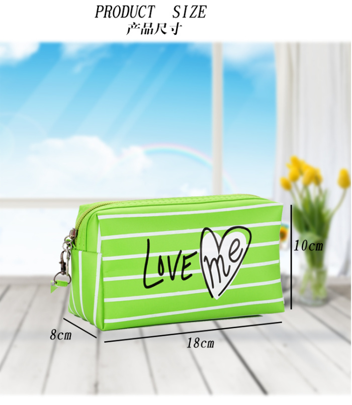 High quality zipper cosmetic bag Korean stripe love Prince bags female cosmetic storage bag