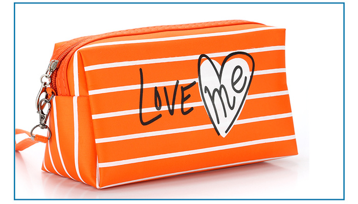 High quality zipper cosmetic bag Korean stripe love Prince bags female cosmetic storage bag