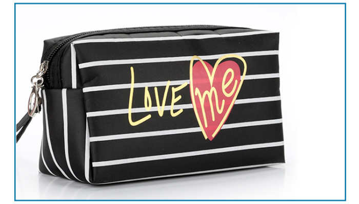 High quality zipper cosmetic bag Korean stripe love Prince bags female cosmetic storage bag