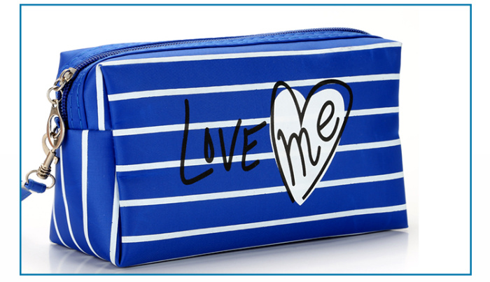 High quality zipper cosmetic bag Korean stripe love Prince bags female cosmetic storage bag