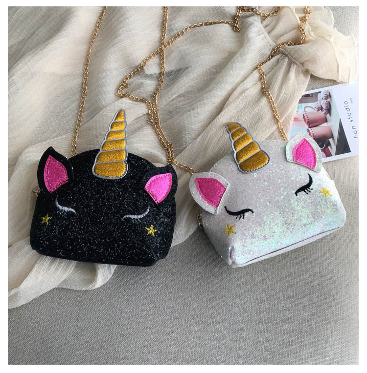 Cute Girl Chain Crossbody Bag New Cartoon Unicorn Chain Women's Bag Shoulder Bag Laser Women's Cosmetic Bag