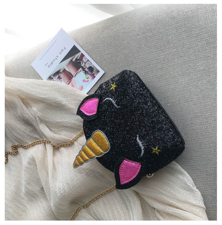 Cute Girl Chain Crossbody Bag New Cartoon Unicorn Chain Women's Bag Shoulder Bag Laser Women's Cosmetic Bag
