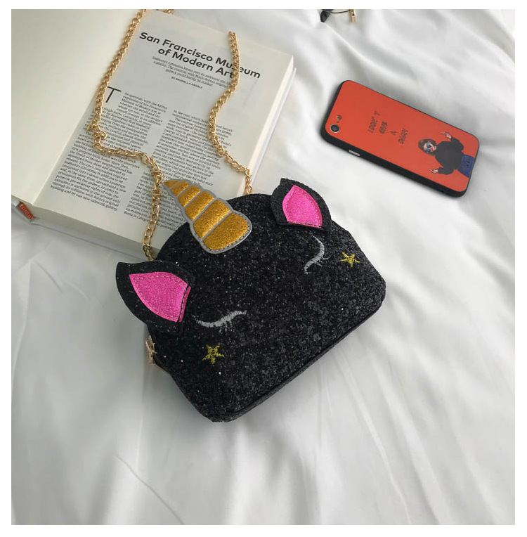 Cute Girl Chain Crossbody Bag New Cartoon Unicorn Chain Women's Bag Shoulder Bag Laser Women's Cosmetic Bag