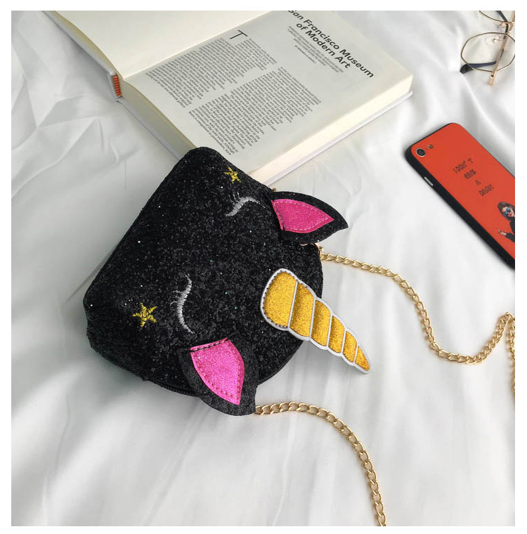 Cute Girl Chain Crossbody Bag New Cartoon Unicorn Chain Women's Bag Shoulder Bag Laser Women's Cosmetic Bag