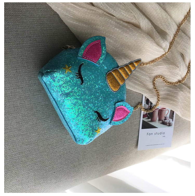 Cute Girl Chain Crossbody Bag New Cartoon Unicorn Chain Women's Bag Shoulder Bag Laser Women's Cosmetic Bag