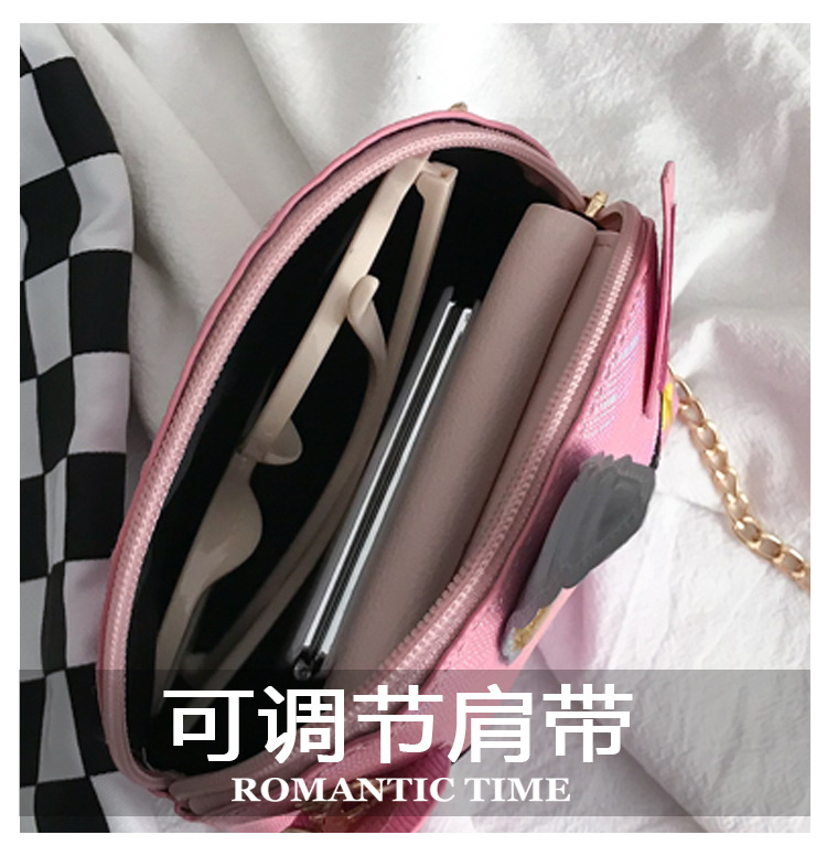 Cute Girl Chain Crossbody Bag New Cartoon Unicorn Chain Women's Bag Shoulder Bag Laser Women's Cosmetic Bag