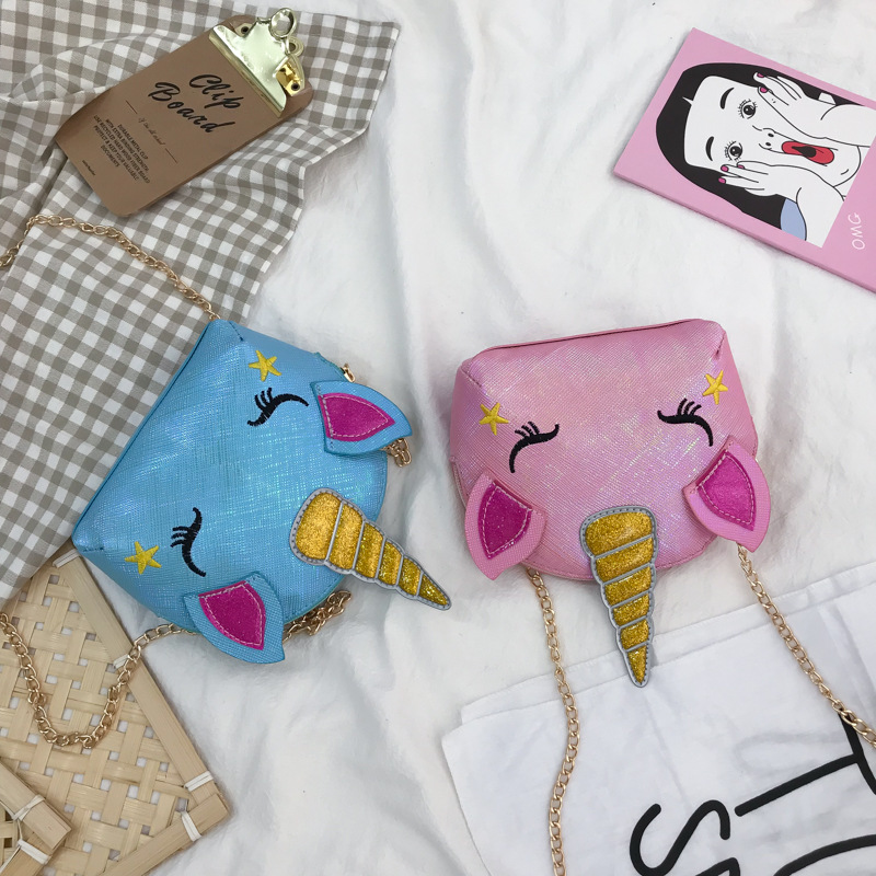 Cute Girl Chain Crossbody Bag New Cartoon Unicorn Chain Women's Bag Shoulder Bag Laser Women's Cosmetic Bag
