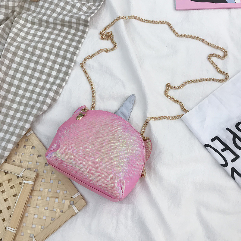 Cute Girl Chain Crossbody Bag New Cartoon Unicorn Chain Women's Bag Shoulder Bag Laser Women's Cosmetic Bag