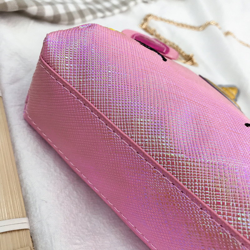 Cute Girl Chain Crossbody Bag New Cartoon Unicorn Chain Women's Bag Shoulder Bag Laser Women's Cosmetic Bag