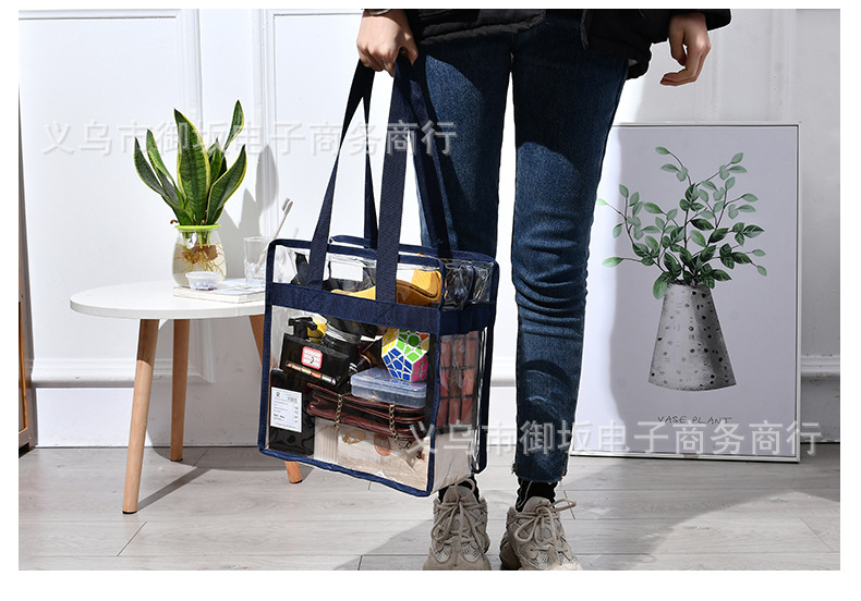 transparent PVC tricolor travel toiletry bag cosmetic bag portable large capacity waterproof oneshoulder bag