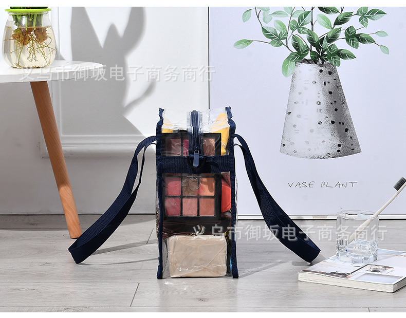 transparent PVC tricolor travel toiletry bag cosmetic bag portable large capacity waterproof oneshoulder bag