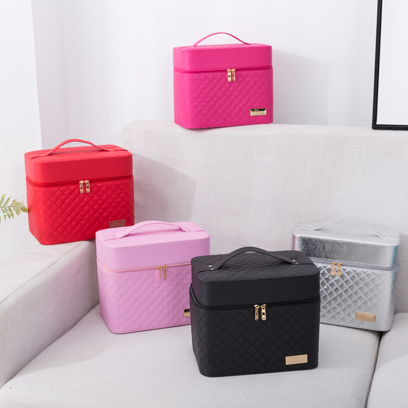 Korean-Style Multi-Layer Large Capacity Korean Cosmetic Bag Storage Box Jewelry Storage Box Portable Travel Storage Bag Cosmetic Case