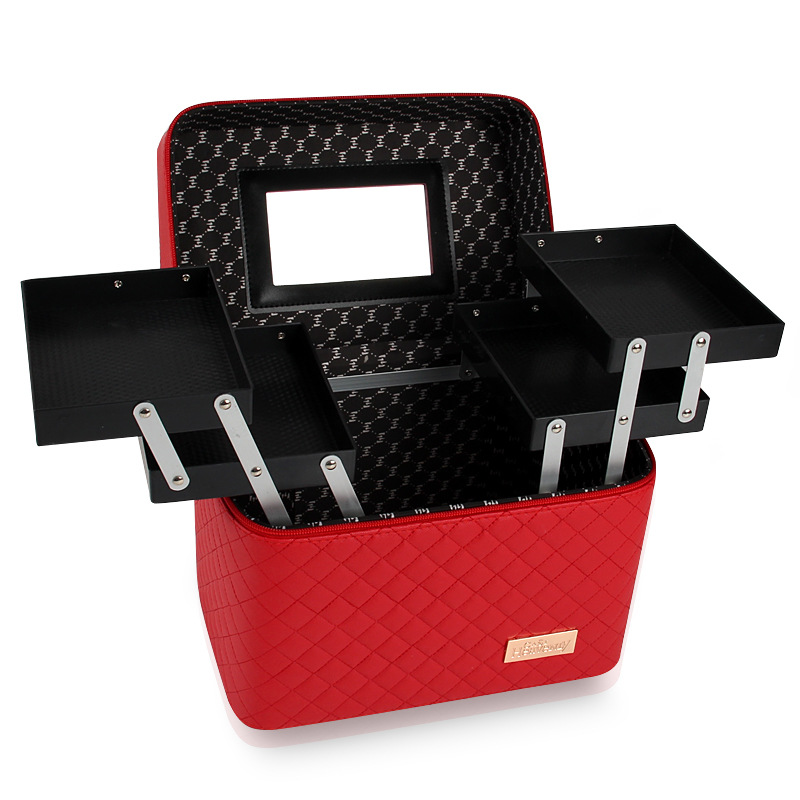 Korean-Style Multi-Layer Large Capacity Korean Cosmetic Bag Storage Box Jewelry Storage Box Portable Travel Storage Bag Cosmetic Case