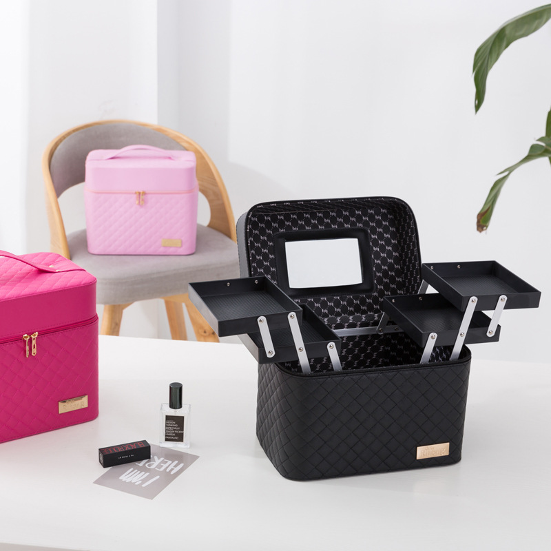 Korean-Style Multi-Layer Large Capacity Korean Cosmetic Bag Storage Box Jewelry Storage Box Portable Travel Storage Bag Cosmetic Case