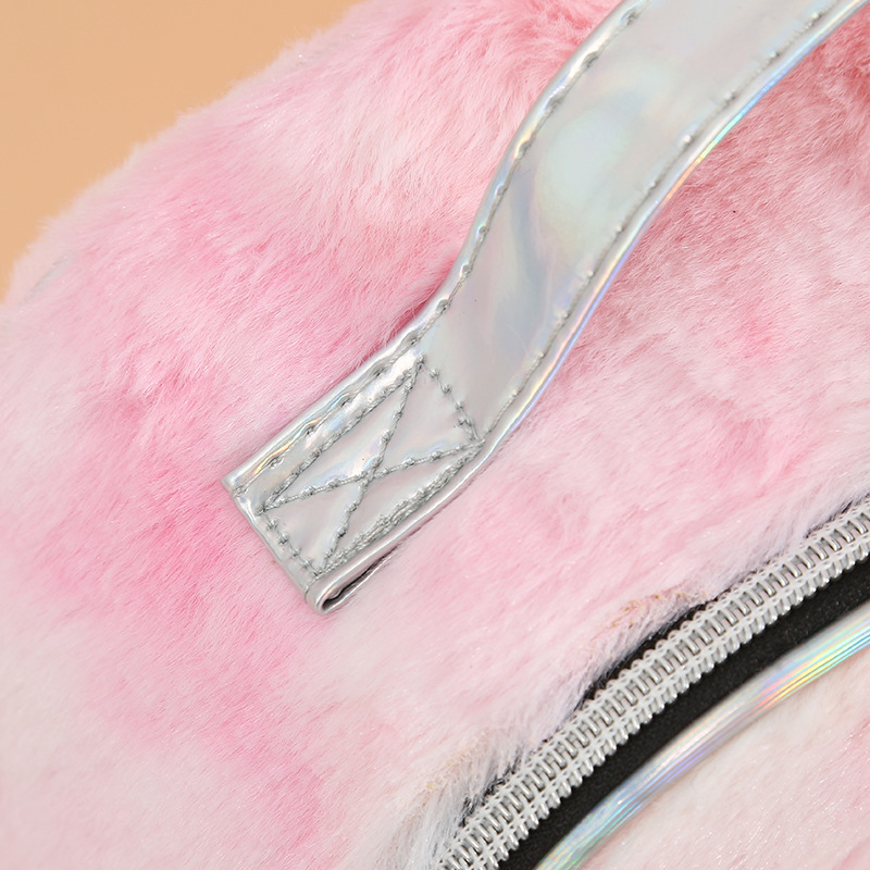 Cartoon Cat Cute Plush Cosmetic Bag Student Handbag Zipper Storage Bag Large Capacity Autumn and Winter Wash Bag