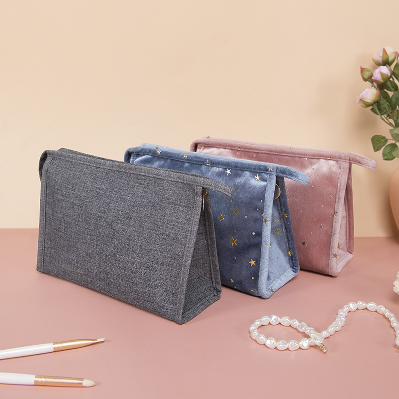 Korean Style Hot Selling Ins Style Velvet Cosmetic Bag XINGX Bronzing Flannel Storage Bag Portable Hand Makeup Storage Bag