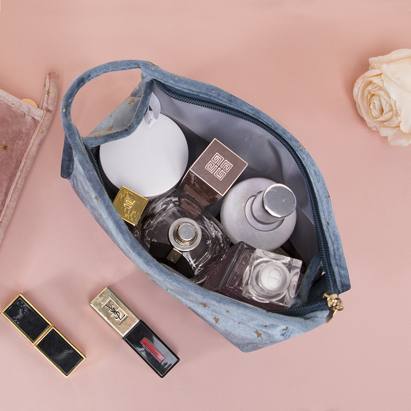 Korean Style Hot Selling Ins Style Velvet Cosmetic Bag XINGX Bronzing Flannel Storage Bag Portable Hand Makeup Storage Bag