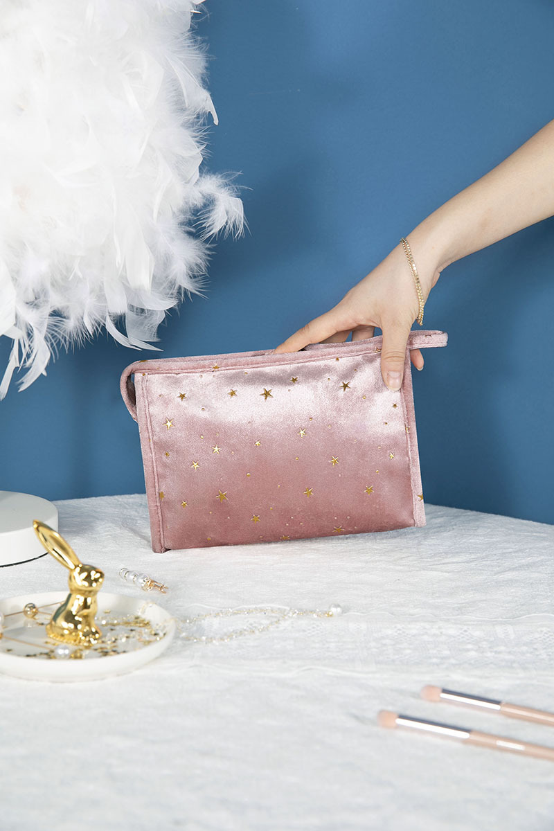Korean Style Hot Selling Ins Style Velvet Cosmetic Bag XINGX Bronzing Flannel Storage Bag Portable Hand Makeup Storage Bag