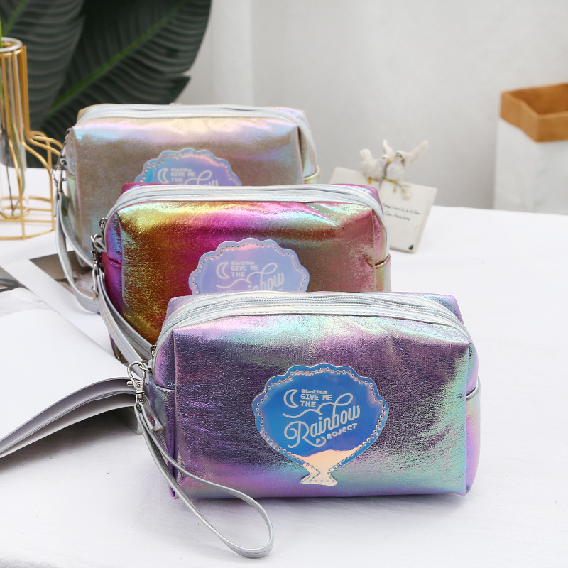 New Pu Women&#039;s Cosmetic Bag Laser Shell Creative Octagonal Bag Travel Portable Storage Bag Portable Personal Hygiene Bag