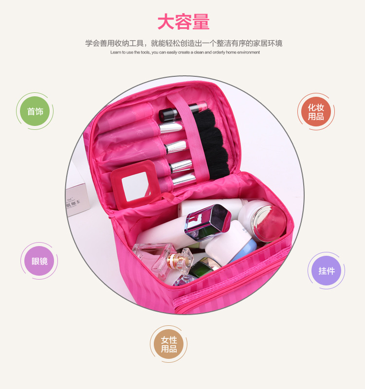 Portable Foldable Jacquard Material Large Capacity Portable Women Ornament Cosmetic Bag Storage Wash Bag