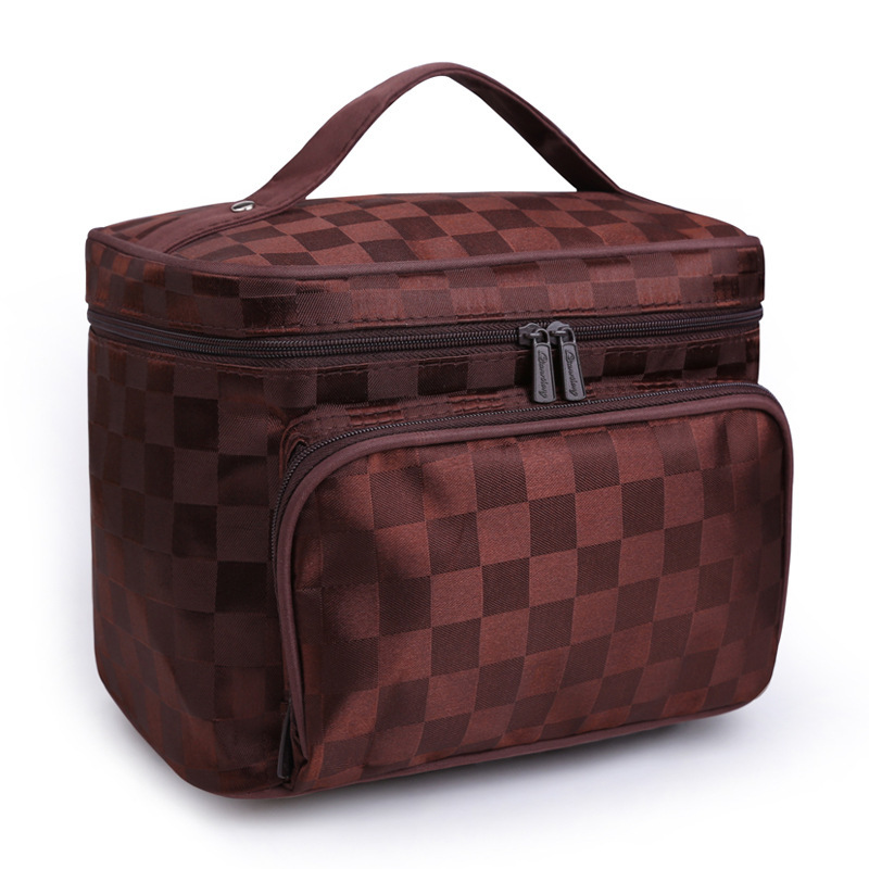 Portable Foldable Jacquard Material Large Capacity Portable Women Ornament Cosmetic Bag Storage Wash Bag
