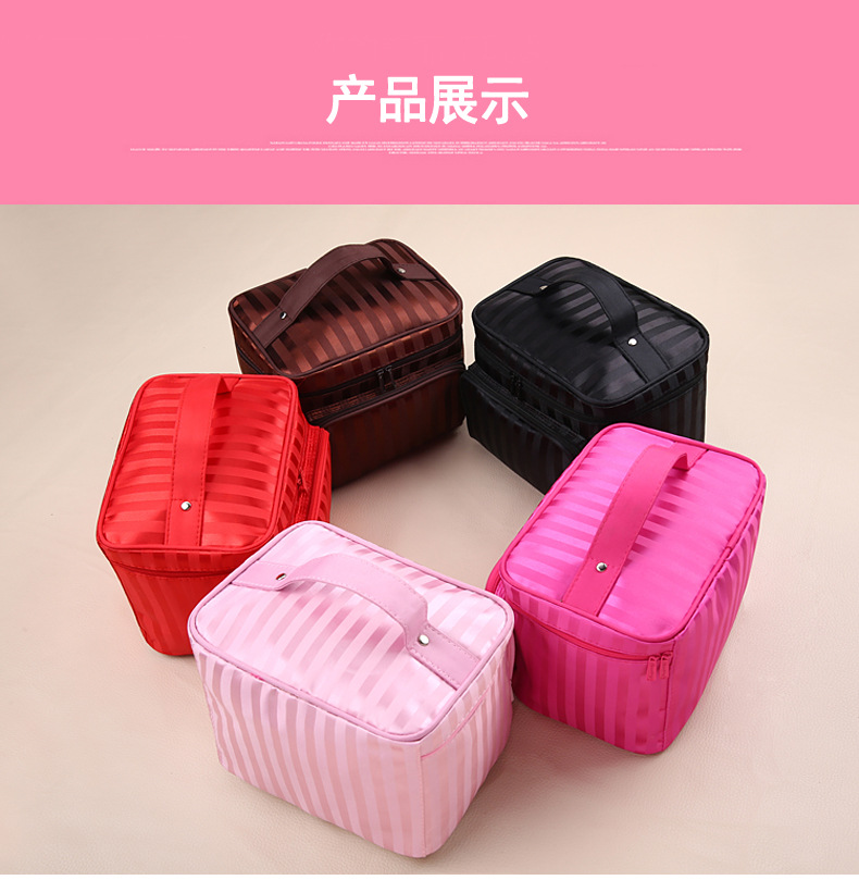 Portable Foldable Jacquard Material Large Capacity Portable Women Ornament Cosmetic Bag Storage Wash Bag