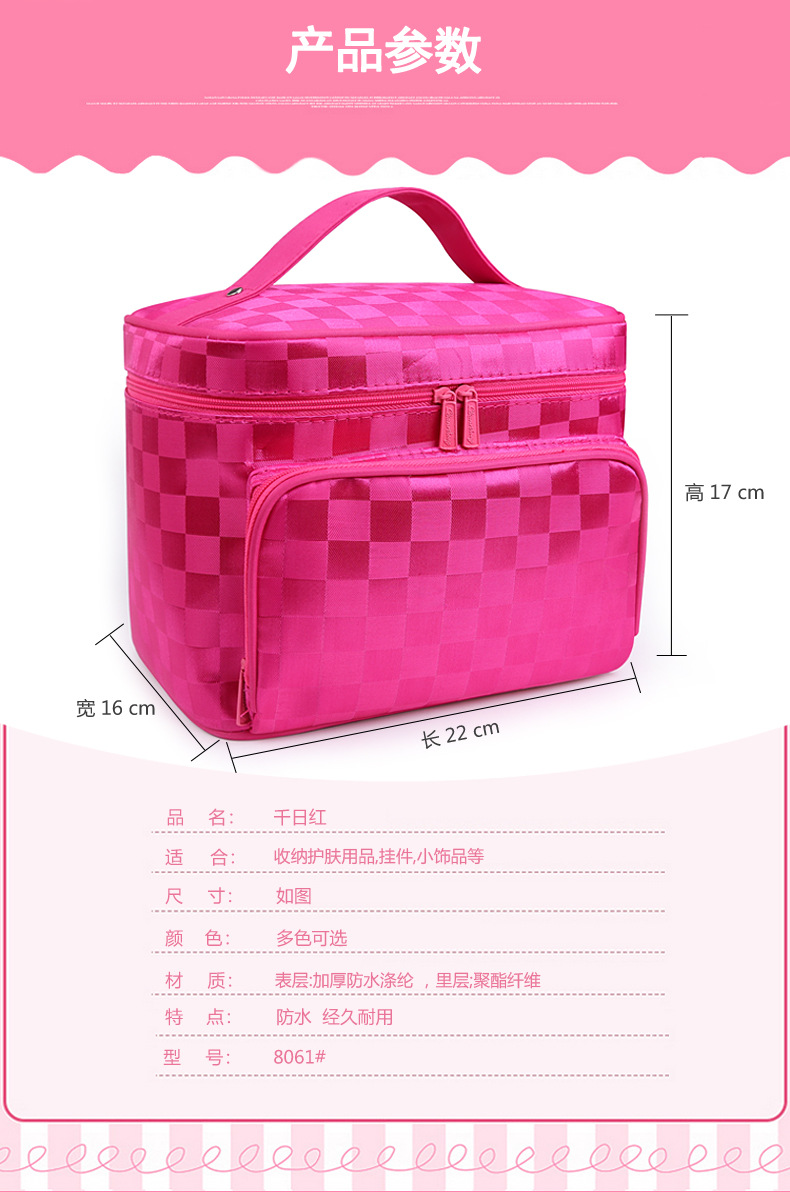 Portable Foldable Jacquard Material Large Capacity Portable Women Ornament Cosmetic Bag Storage Wash Bag