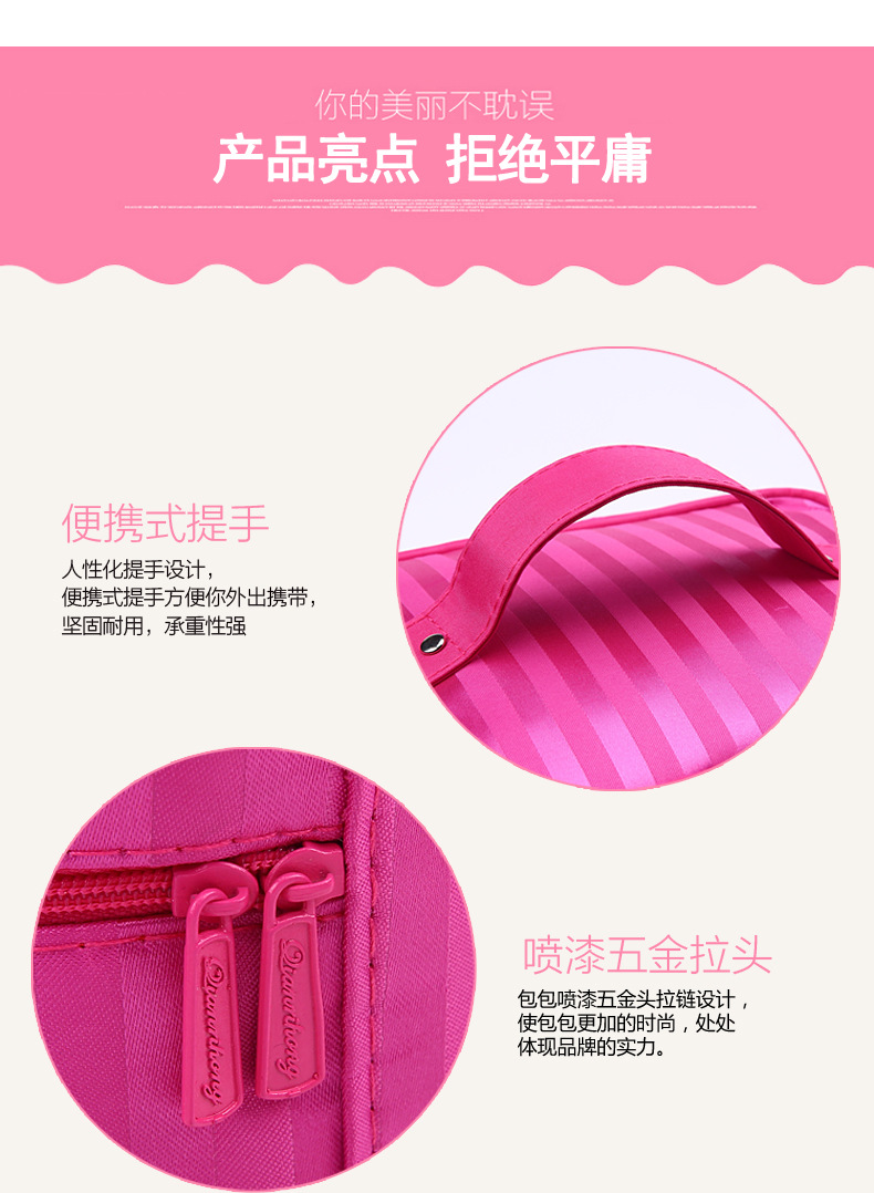 Portable Foldable Jacquard Material Large Capacity Portable Women Ornament Cosmetic Bag Storage Wash Bag