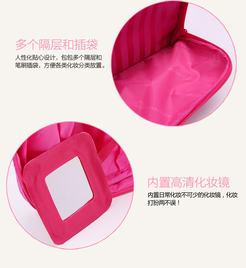 Portable Foldable Jacquard Material Large Capacity Portable Women Ornament Cosmetic Bag Storage Wash Bag
