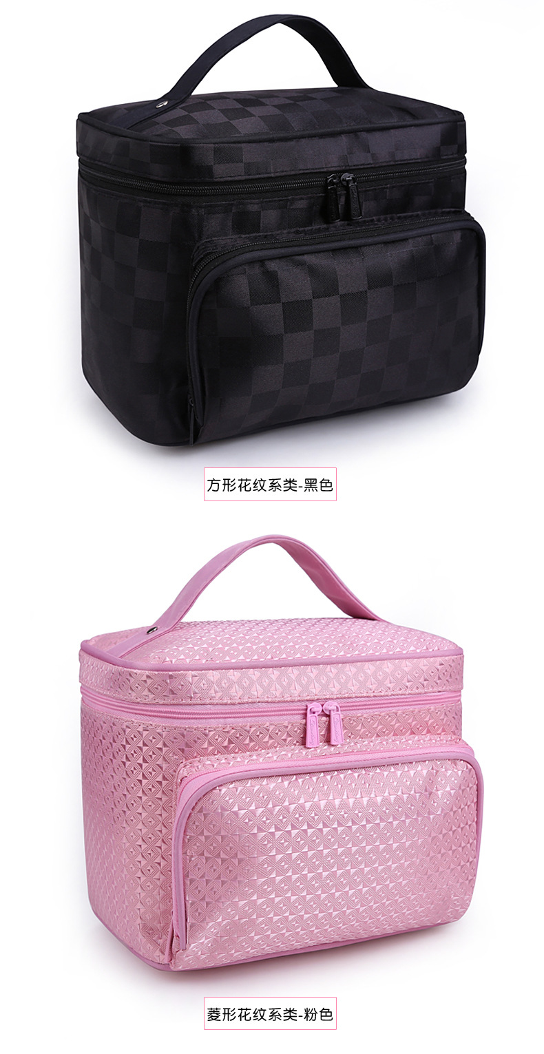 Portable Foldable Jacquard Material Large Capacity Portable Women Ornament Cosmetic Bag Storage Wash Bag