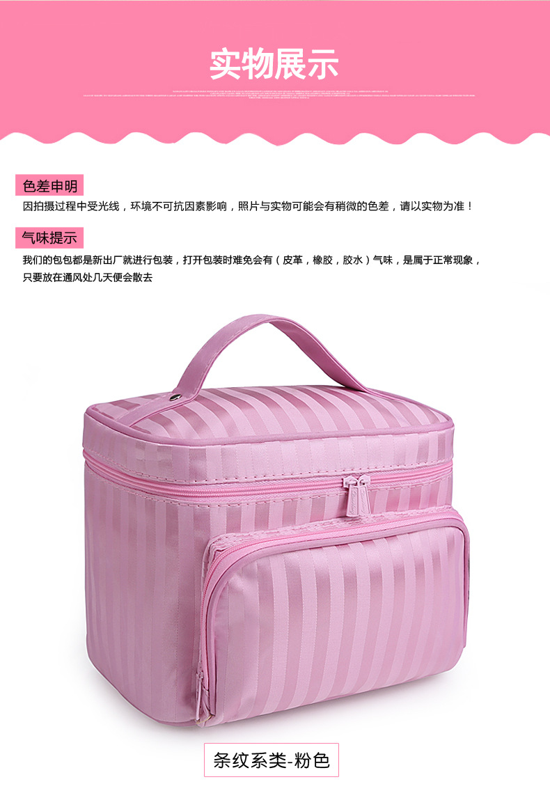 Portable Foldable Jacquard Material Large Capacity Portable Women Ornament Cosmetic Bag Storage Wash Bag