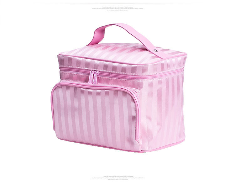 Portable Foldable Jacquard Material Large Capacity Portable Women Ornament Cosmetic Bag Storage Wash Bag