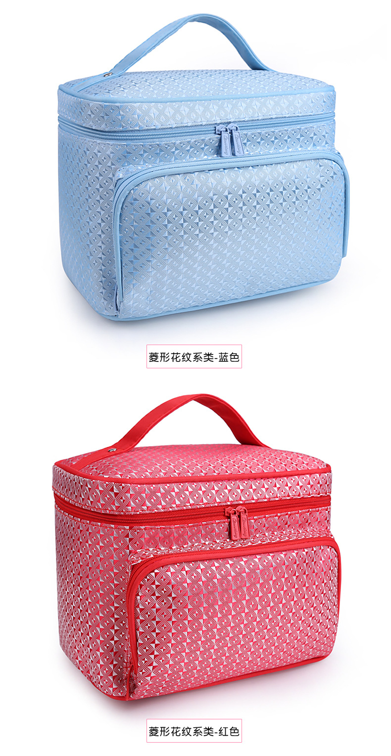 Portable Foldable Jacquard Material Large Capacity Portable Women Ornament Cosmetic Bag Storage Wash Bag