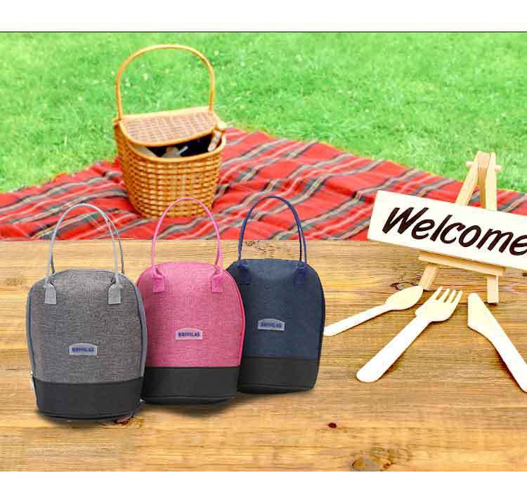 New thickened bento pack cold insulation lunch box bag portable insulation bag in large capacity cylindrical lunch box bag lunch bag