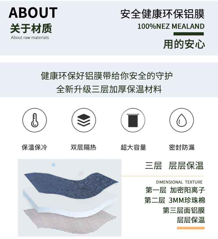 New thickened bento pack cold insulation lunch box bag portable insulation bag in large capacity cylindrical lunch box bag lunch bag New thickened bento pack cold insulation lunch box bag portable insulation bag in large capacity cylindrical lunch box bag lunch bag
