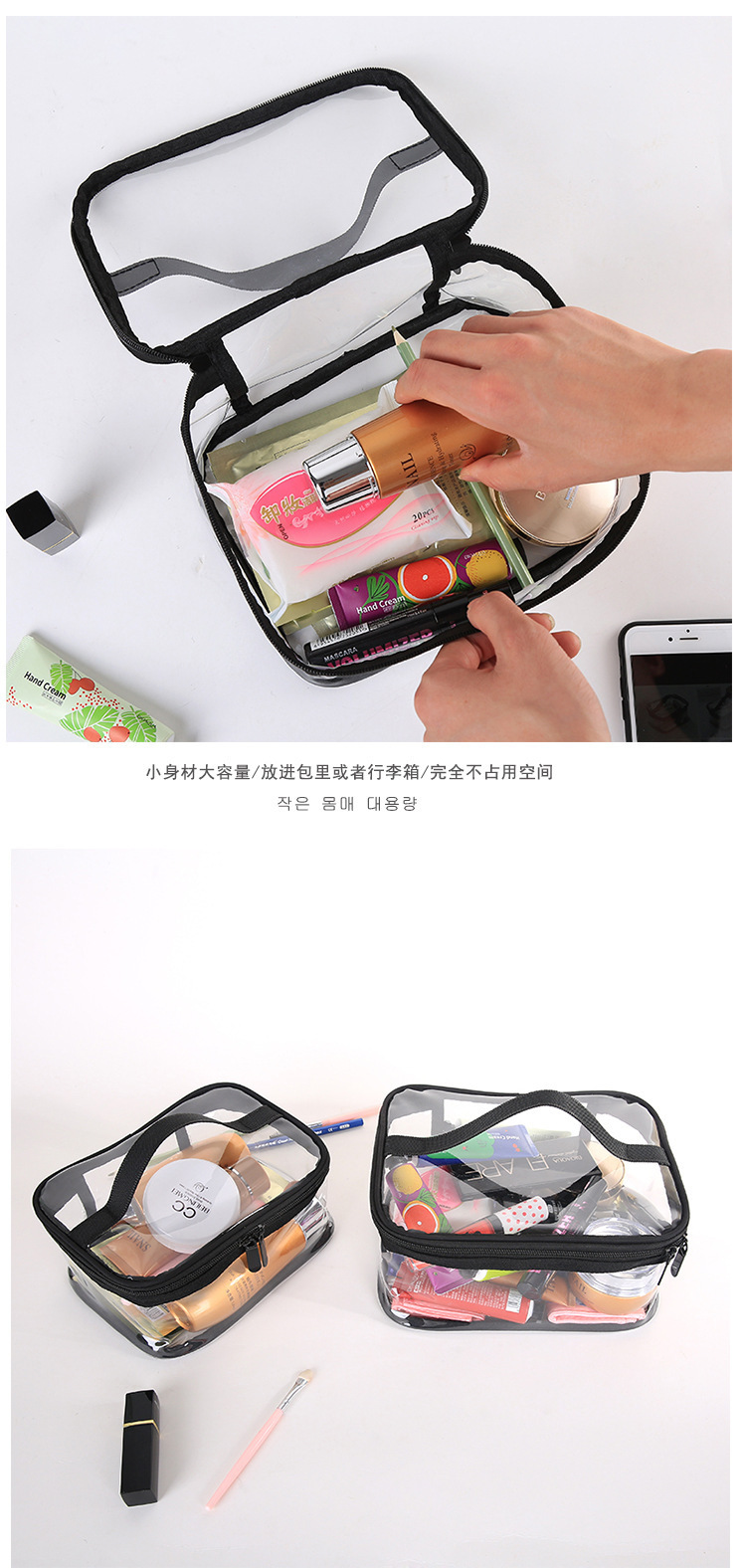 PVC waterproof cosmetic bag threedimensional transparent travel cosmetic toiletry bag colorful simple mouth red envelope