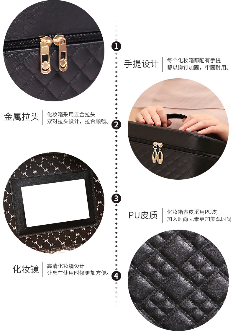 Large Capacity Korean Cosmetic Bag Multi-Functional Small Square Bag Portable Multi-Layer Cosmetics Storage Box Simple Box Large Capacity Korean Cosmetic Bag Multi-Functional Small Square Bag Portable Multi-Layer Cosmetics Storage Box Simple Box