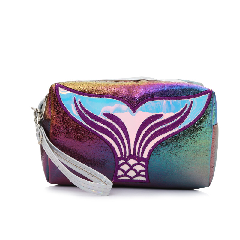 Wholesale Cartoon Fishtail Ladies Cosmetic Bag Ins Colorful Creative Embroidered Storage Bag Travel Portable Personal Hygiene Bag