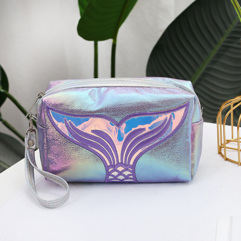 Wholesale Cartoon Fishtail Ladies Cosmetic Bag Ins Colorful Creative Embroidered Storage Bag Travel Portable Personal Hygiene Bag