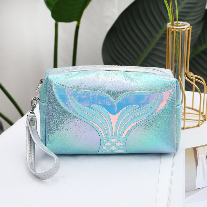 Wholesale Cartoon Fishtail Ladies Cosmetic Bag Ins Colorful Creative Embroidered Storage Bag Travel Portable Personal Hygiene Bag
