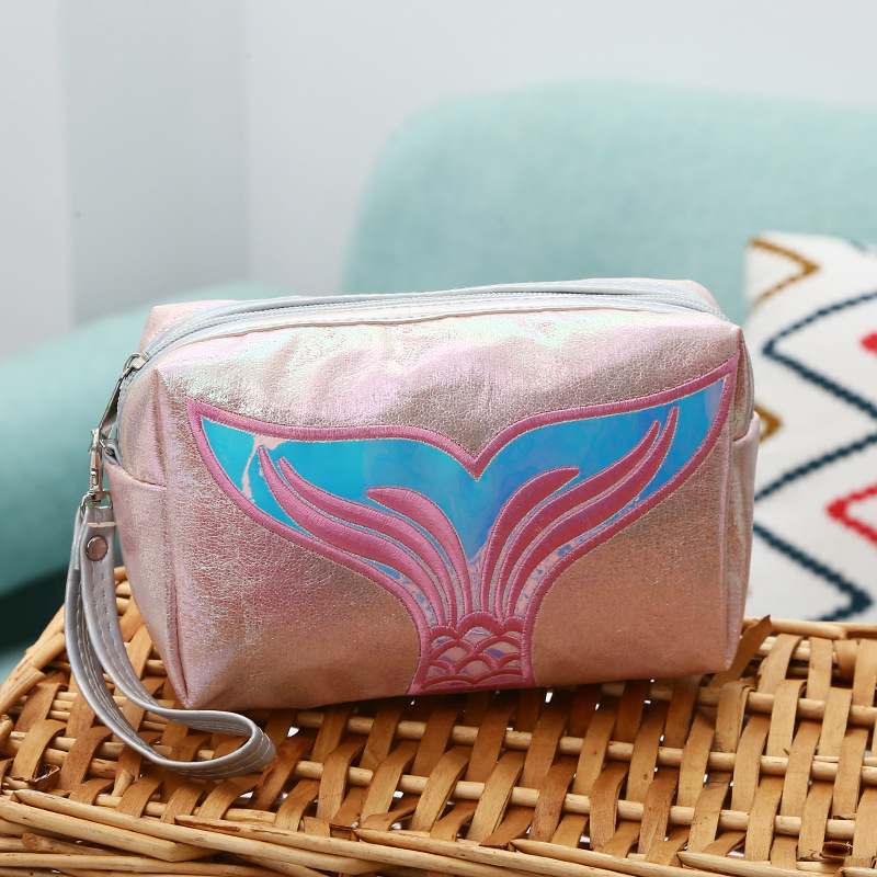 Wholesale Cartoon Fishtail Ladies Cosmetic Bag Ins Colorful Creative Embroidered Storage Bag Travel Portable Personal Hygiene Bag