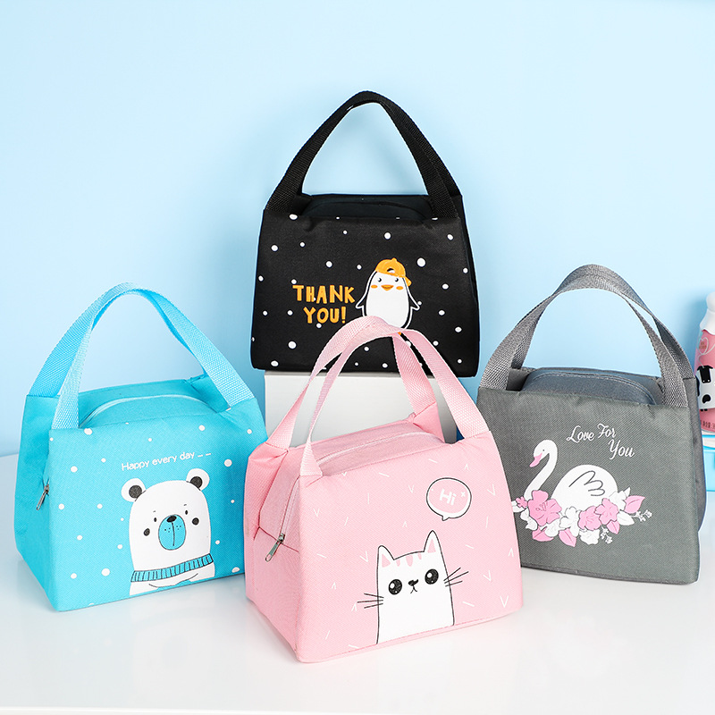 New Japanese Style Aluminum Foil Thickening Lunch Bag Cartoon Portable Insulated Bag Large Capacity Thermal Bag Lunch Bag Customizable